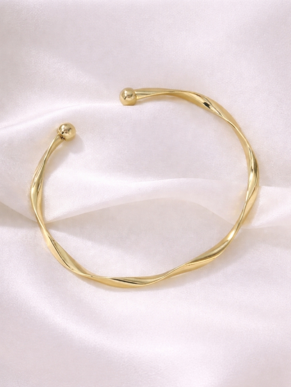 Minimalist Adjustable 18k Gold Plated Open Twist Bracelet